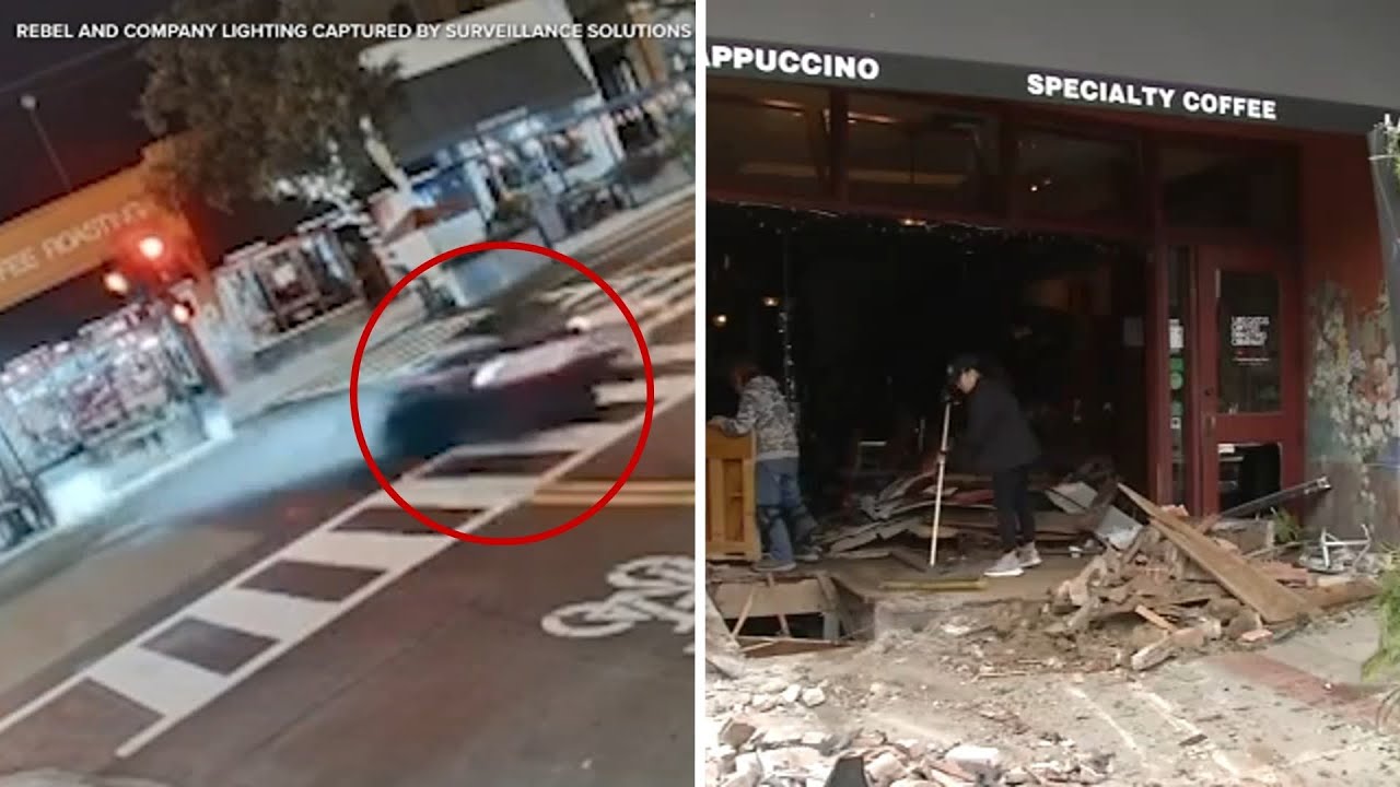 90-year-old driver slams into coffee shop in shocking high-speed crash