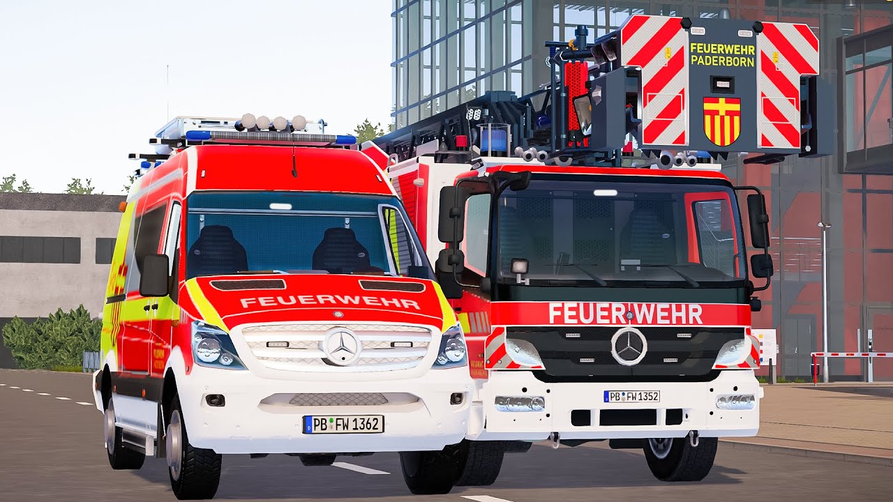 Emergency Call 112 - Paderborn Fire Brigade Truck and Ambulance Responding! 4K