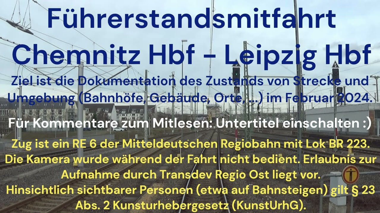Führerstandsmitfahrt Chemnitz Hbf - Leipzig Hbf, Teil 1 von 5