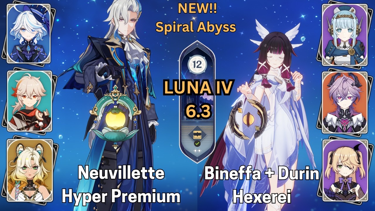 C1 Neuvillette Hypercarry & C0 Columbina Lunar-charged | SPIRAL ABYSS 6.3 (B) | GENSHIN IMPACT