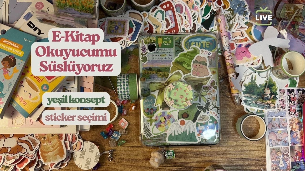 E-Kitap Okuyucu Kılıfı Süslüyoruz 🎀 (sticker seçimi - yeşil konsept)
