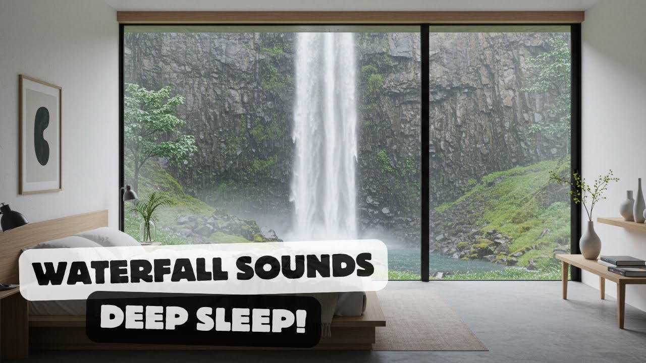 Minimalist Room Rain and Waterfall Sounds for Deep Sleep and Silent Reflection #RAIN #SLEEP #BEDROOM