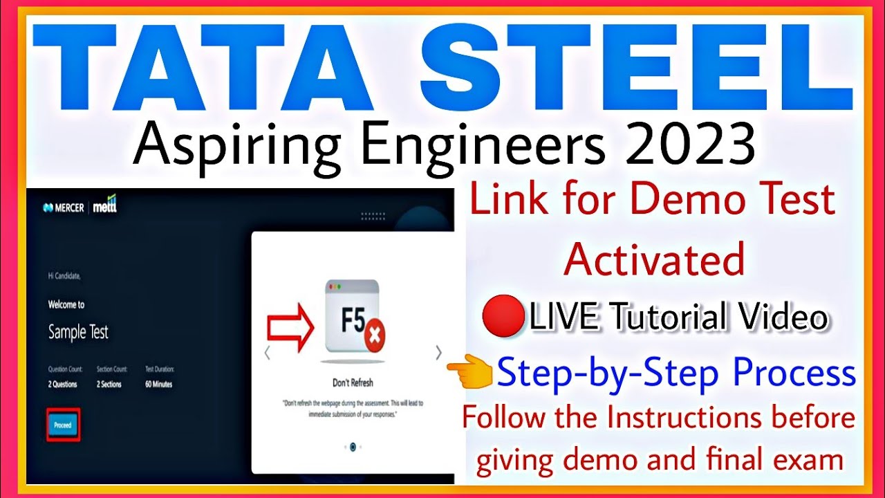 Tata Steel AEP Exam 2023 Live Demo Test/Final Exam Tutorial Video | Tata Steel AEP Demo Test 2023