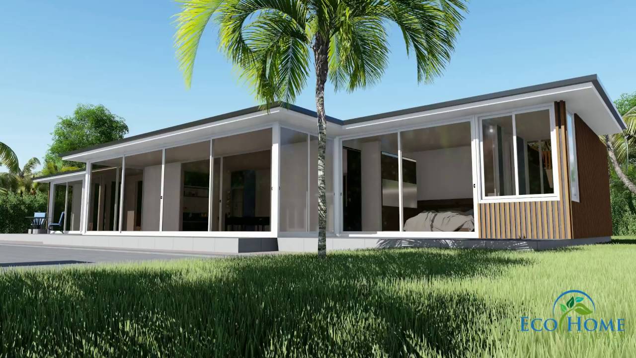 SCH14 2 x 40ft and 1 x 20ft shipping container with long glass sun-room.