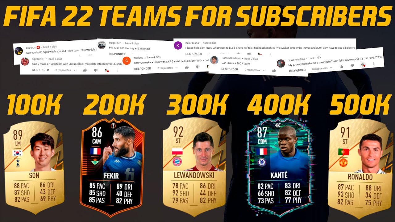 FIFA 22 BEST 80K 100K 200K 300K 350K 400K 500K 1.5M SQUAD BUILDER WITH AI! #TeamsForSubscribers #24