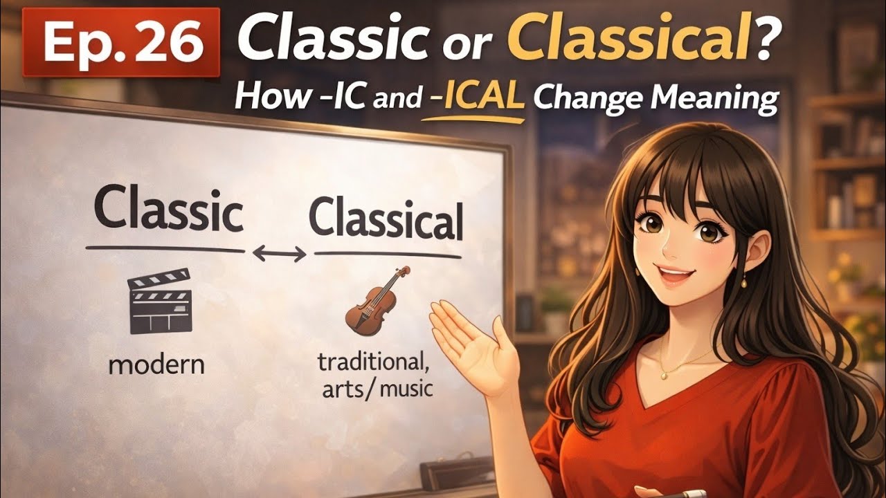 Koala English Podcast Ep.26: Classic or Classical? How –IC and –ICAL Change Meaning in Real English