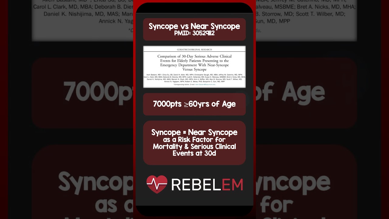 Is Near Syncope as Dangerous as Syncope in the Elderly? #REBELEM #Syncope #MedEd