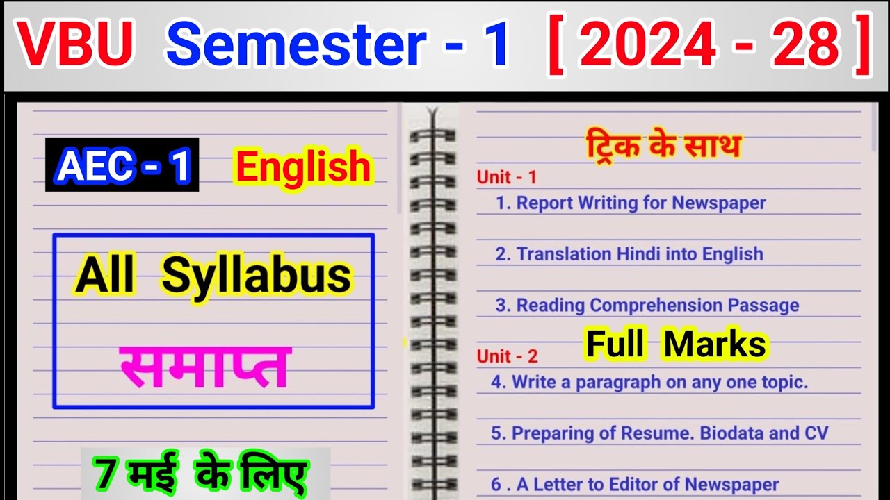 AEC English Important Question All Syllabus l vbu Semester 1 aec english 2024 28 l #aec_English vbu