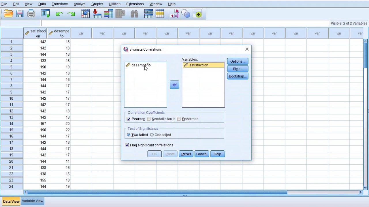 Correlación con SPSS