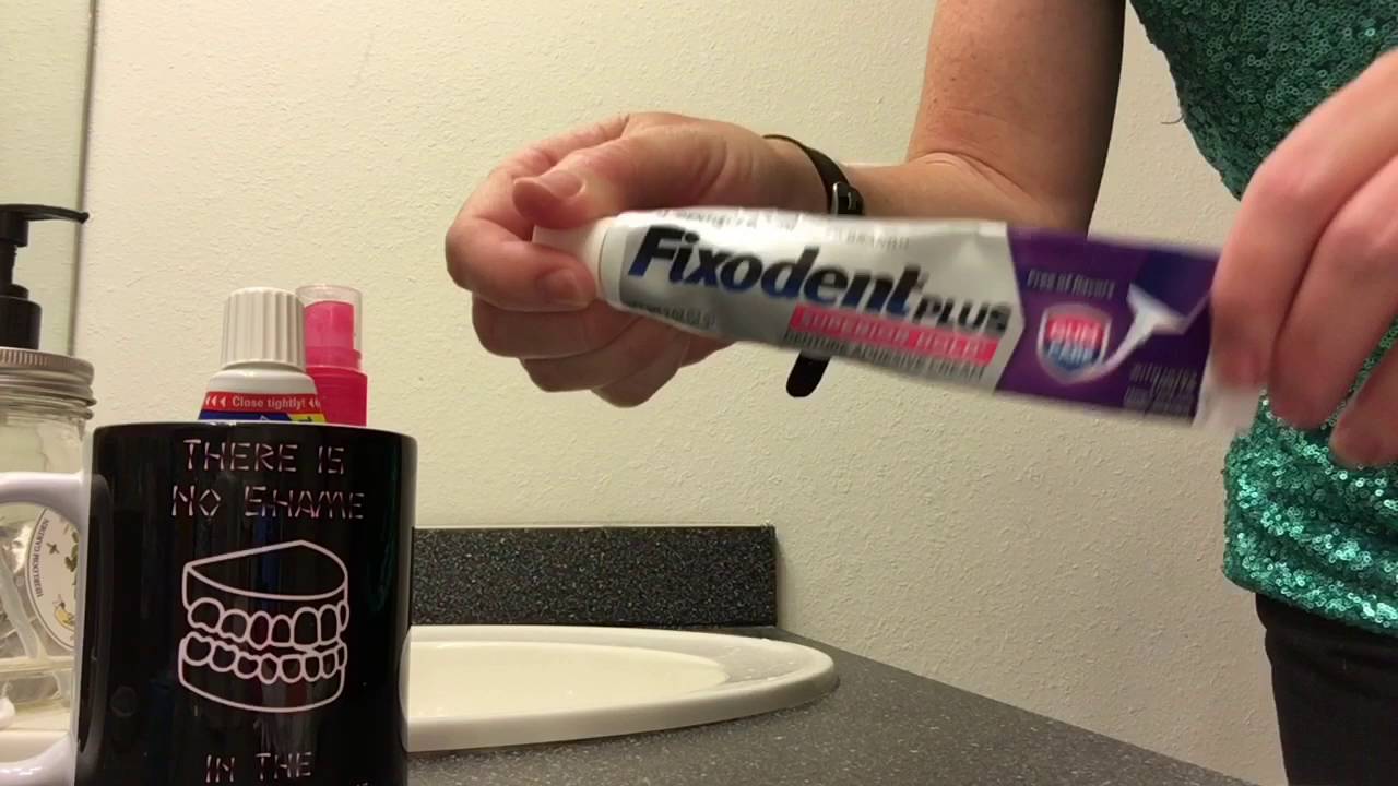 Dentures at 36: Loose immediate dentures? Application of Secure & gel/powder combo. 4 mo. (#23)