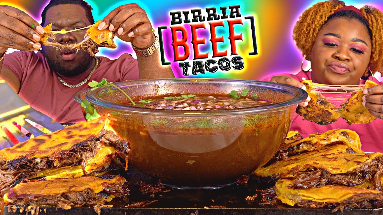 HIGHLY REQUESTED BIRRIA TACOS & QUESADILLAS MUKBANG | BIRRIA DE RES Y CONSOME | COOKNG + EATING