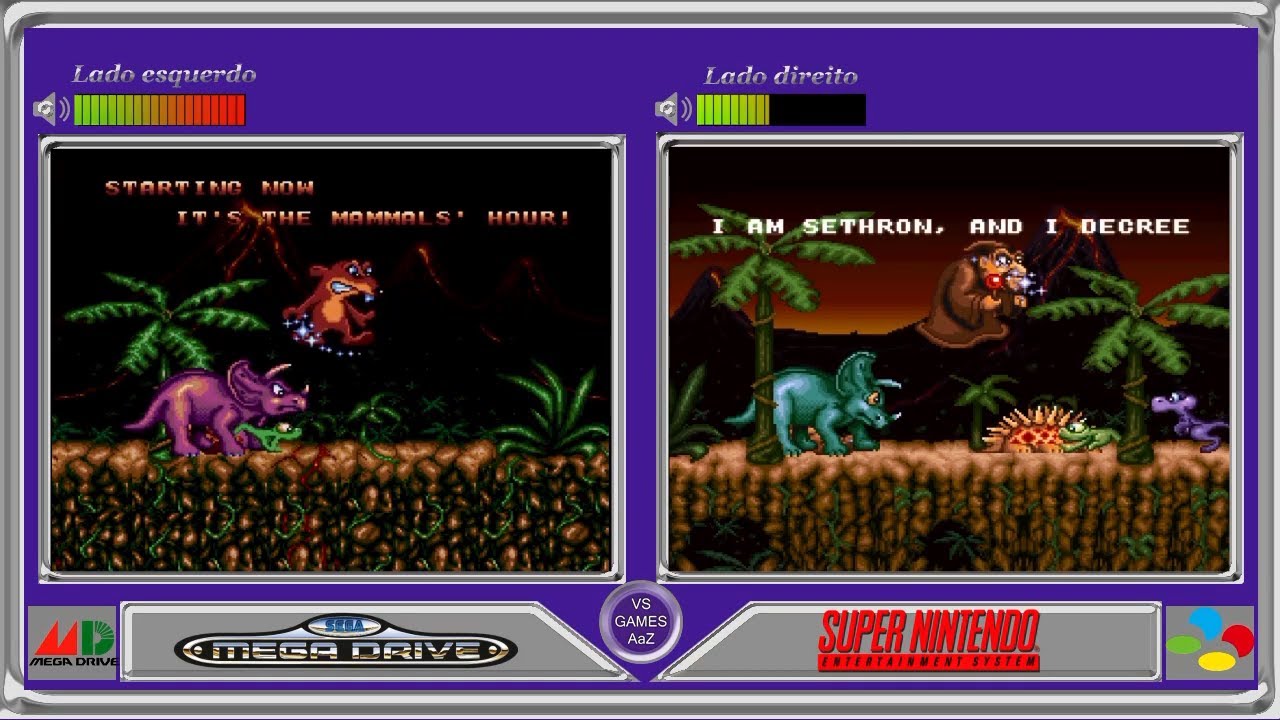 Radical Rex |Sega Genesis Vs Super Nintendo|comparison|side by side