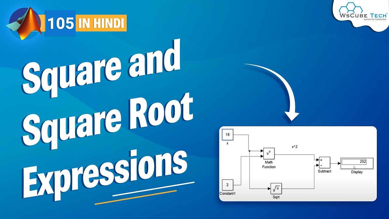 Square and Square Root Expressions in MATLAB Simulink [Hindi]