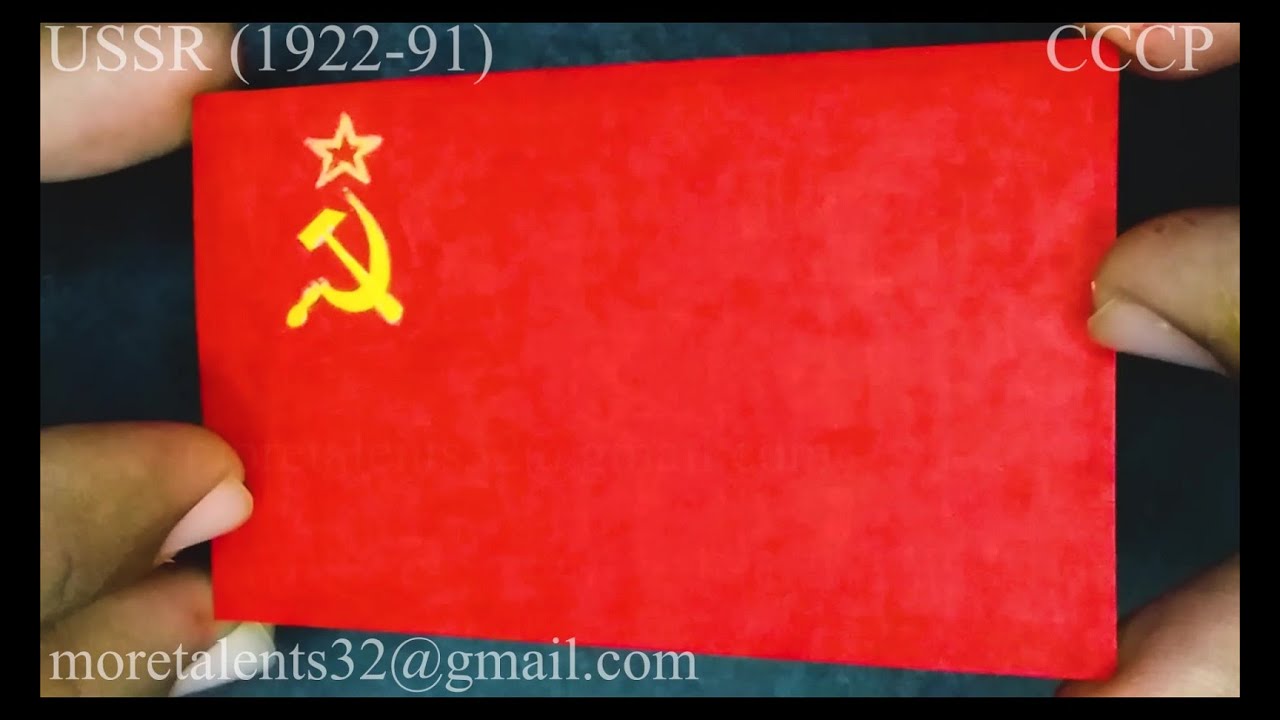 Draw USSR Soviet Union Flag while Anthem National Флаг Советского Союза CCCP Государственный гимн