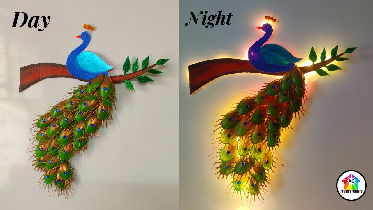Plastic spoon craft idea | Best out of waste craft | Room Decorating idea | Peacock Wall Hanging