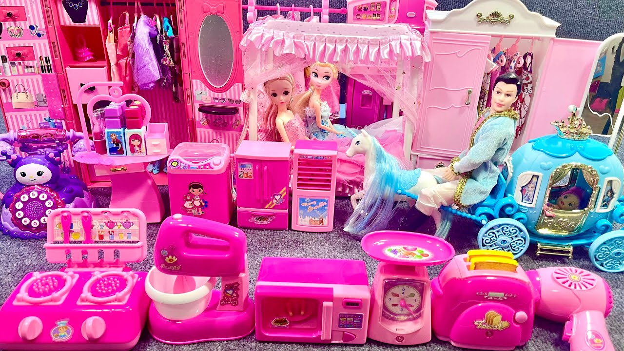 12 Minutes Satisfying with Unboxing BarbiePrincess Pink Bedroom, Rock Bed Play Set Review Toys｜ASMR