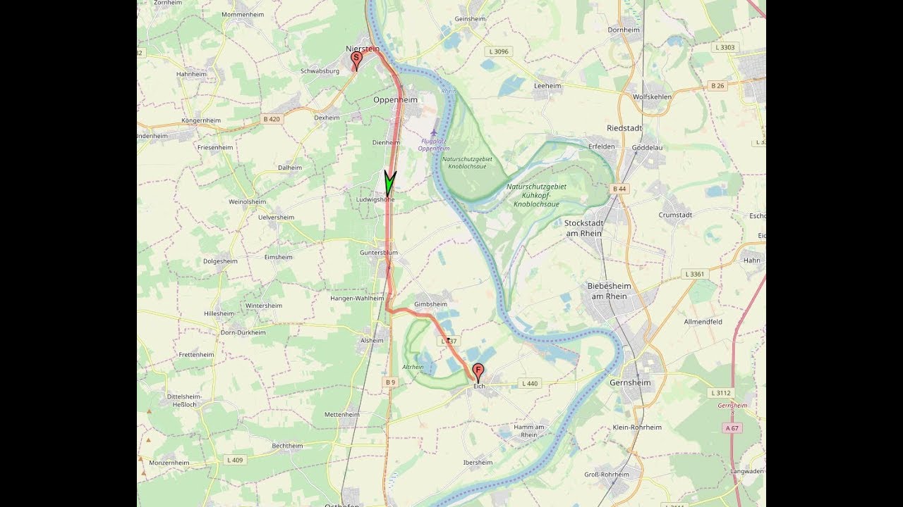 Autofahrt in Rheinhessen (MZ/AZ):  Nierstein ---:--- Eich