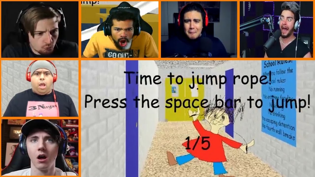 Let's Players Reaction To Jump Roping With Playtime Girl | Baldi's Basics In Education And Learning