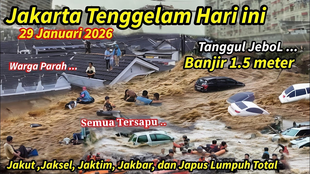 JAKARTA TENGGELAM TOTAL 29/1/2026! TANGGUL JEBOL ,BANJIR 1,5METER IBUKOTA JAKARTA HARI INI ! JAKARTA