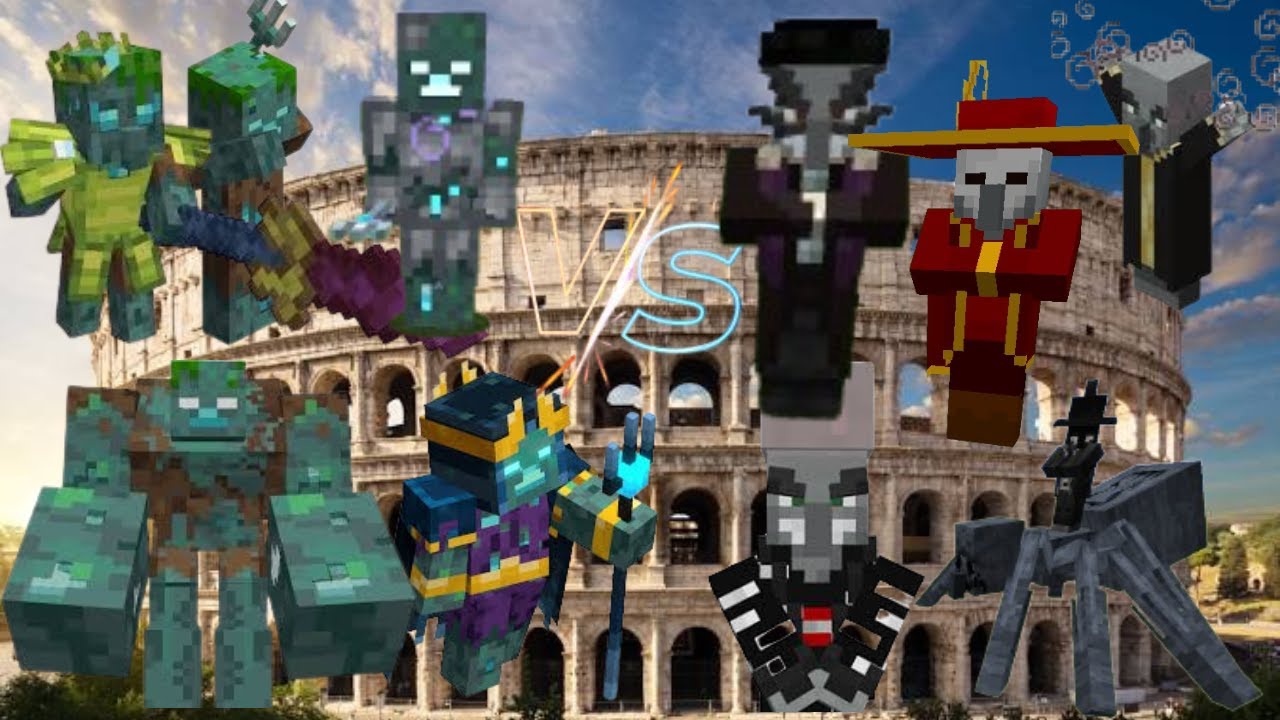 Team Drowned Vs Team Illager 1.20.1 Mob Battle