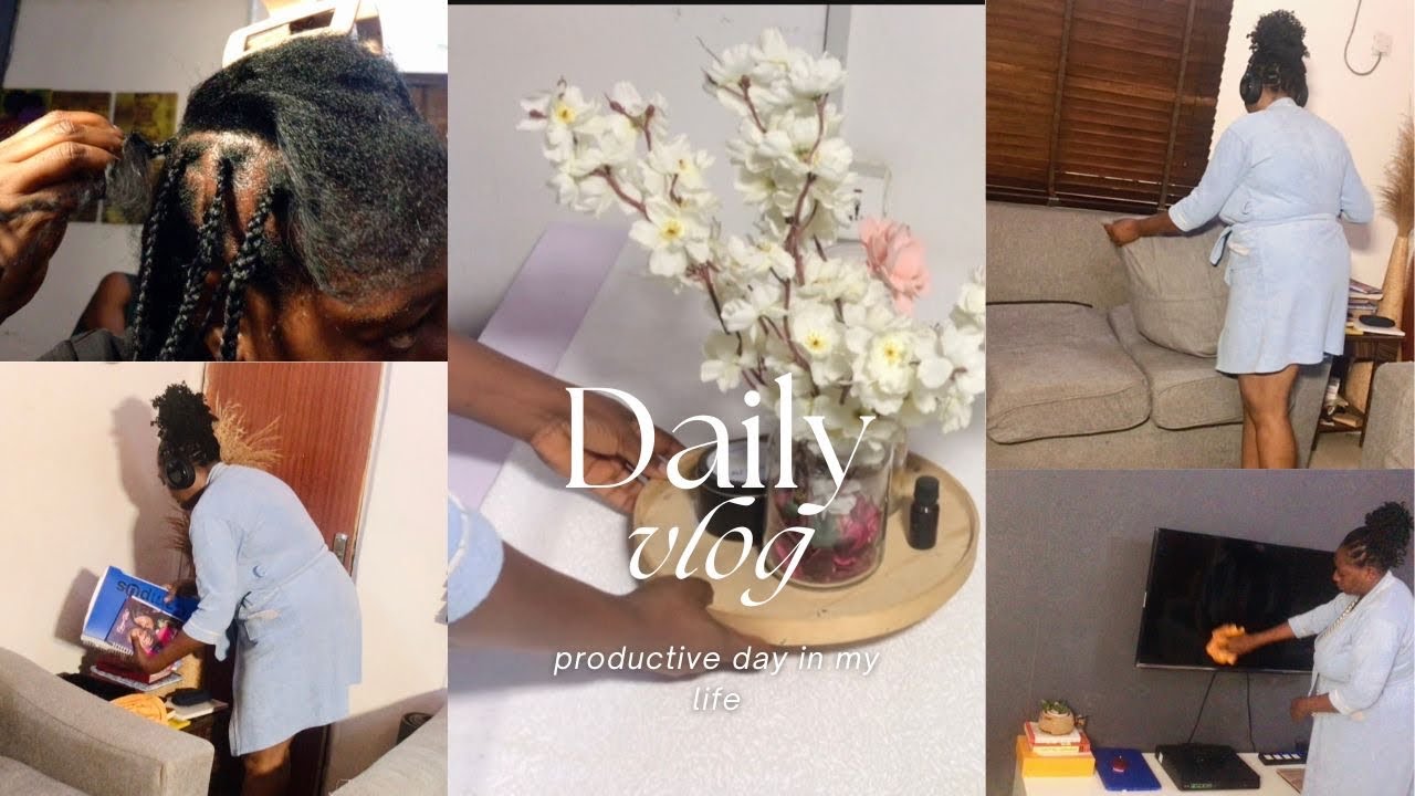 [A DAY IN MY LIFE SERIES] CALM PRODUCTIVE DAY|ORGANIZING|CLEANING|BRAIDING MY HAIR#slowliving