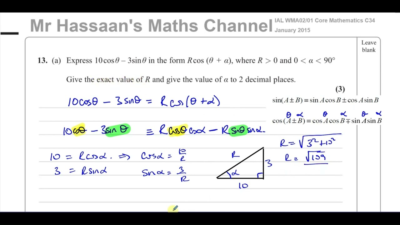 [P3] C34, (IAL), WMA02/01, January 2015, Q13, Trigonometric Identities & Equations, Applications