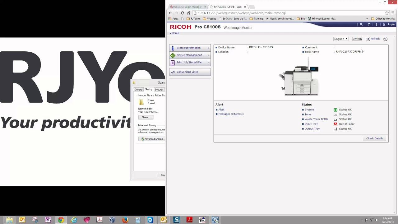 How to Set up Scan to Folder on a Windows 8 Computer for a Ricoh Copier