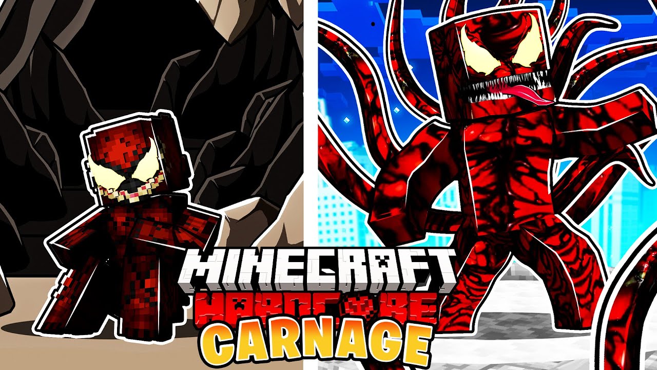 I Survived 100 DAYS as Maximum CARNAGE in HARDCORE Minecraft!