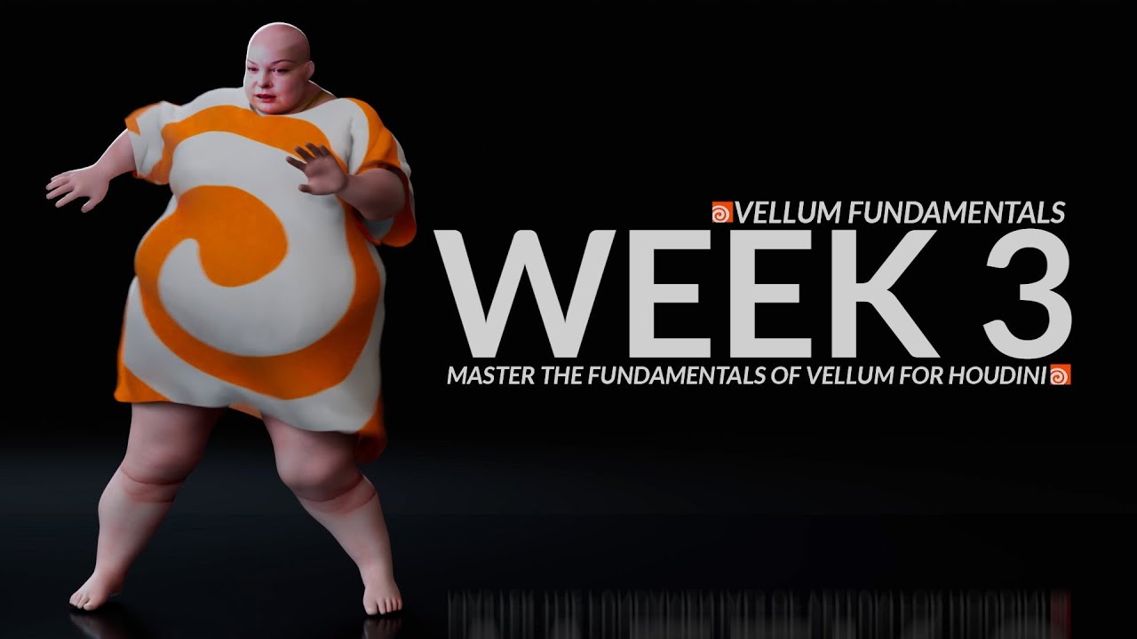Houdini Vellum Fundamentals - Week 03 - Soft bodies & Cloth on a animated character