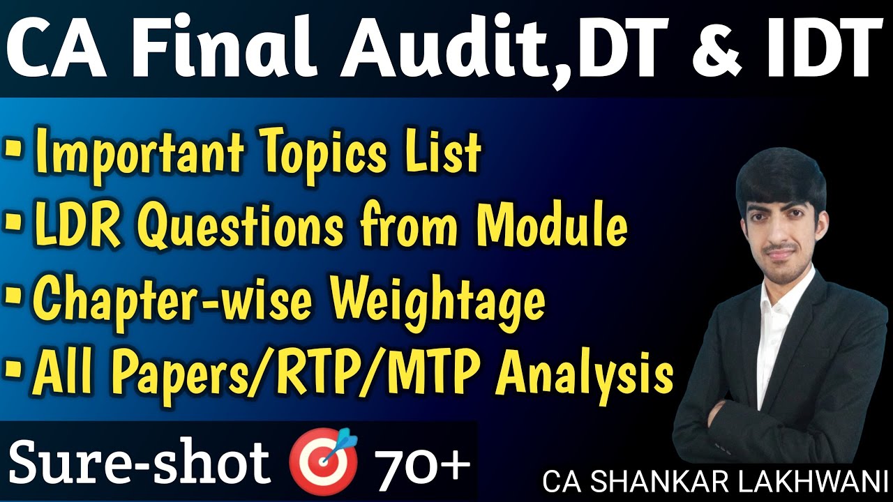 Important Questions List,Indepth Analysis & Strategy of CA Final Audit, DT & IDT I CA Final Nov 2024