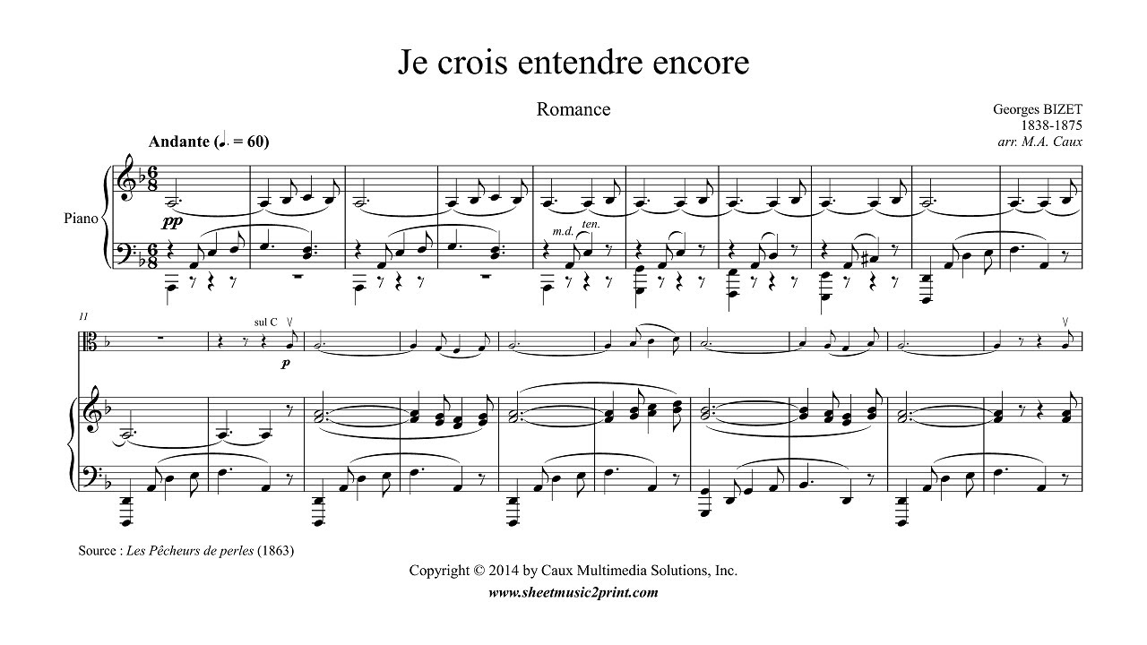 Bizet : Je crois entendre encore - Viola