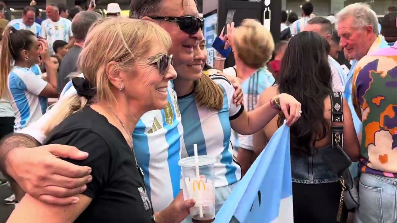 New York: Argentina Fans Celebrate Football In Times Square