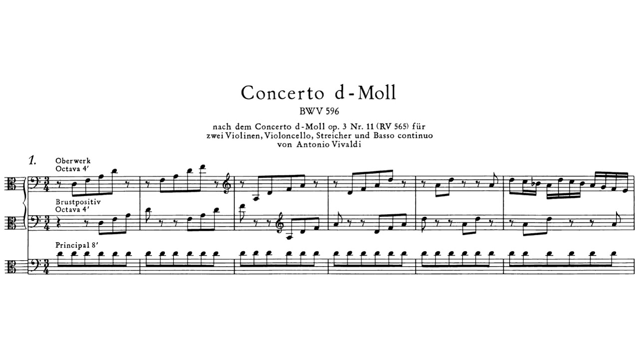 J.S Bach - Organ Concerto in D Minor after Vivaldi, BWV 596 {Koopman}