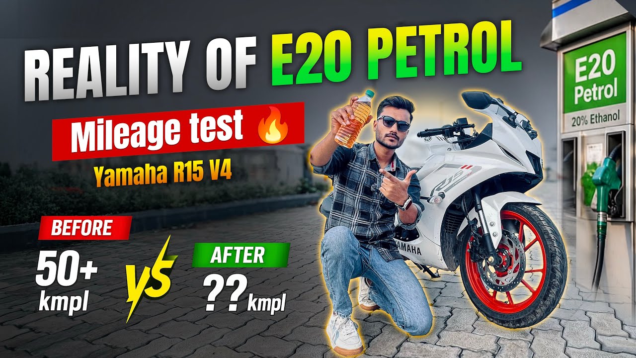 E20 Petrol Mileage Test 🍃 On Yamaha R15 V4 ( Real Truth😱) Mileage Drop or Not🔻 #e20petrol #mileage
