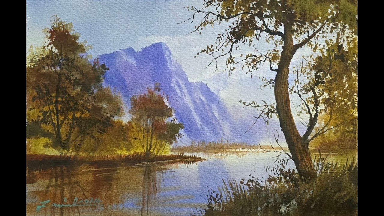 Watercolor painting landscape tutorial
