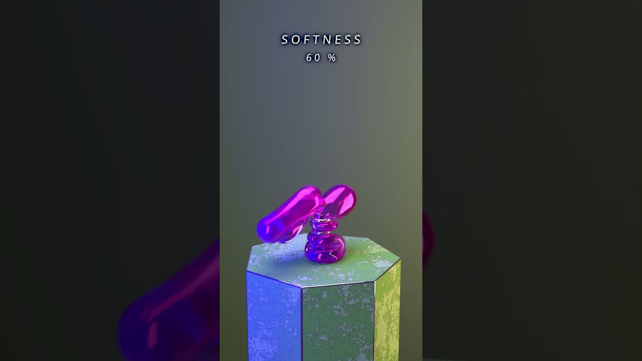 0% vs 100% Long Cylinder VS 3 rings 3D Soft Body Simulation in Houdini
