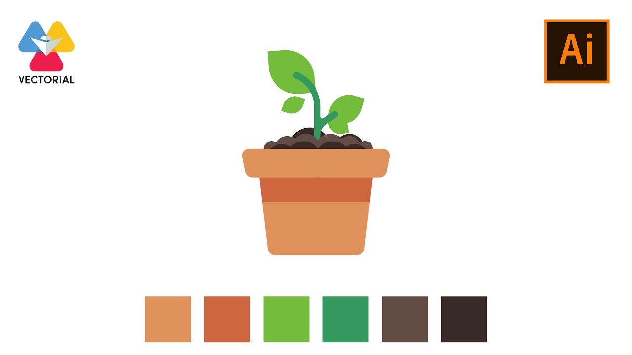 Flat Potted plant tutorial in Adobe Illustrator