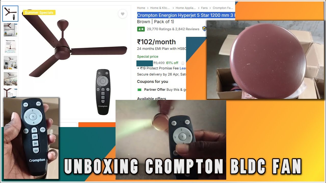 Unboxing And Working Of Crompton Energion Hyperjet 5 Star 1200 mm 3 Blade BLDC Ceiling Fan