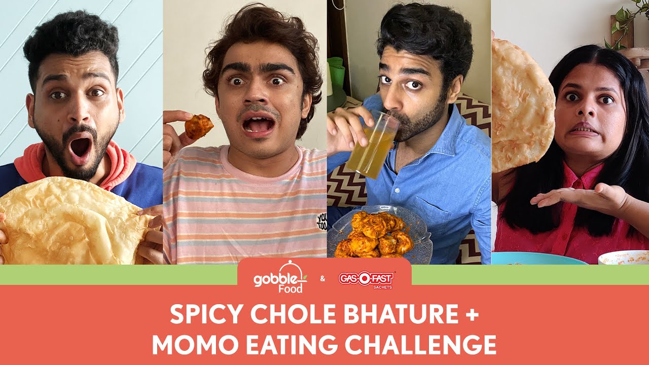 Gobble | Spicy Chole Bhature + Momo Eating Challenge | Ft. Rohan Shah, Rohan Khurana