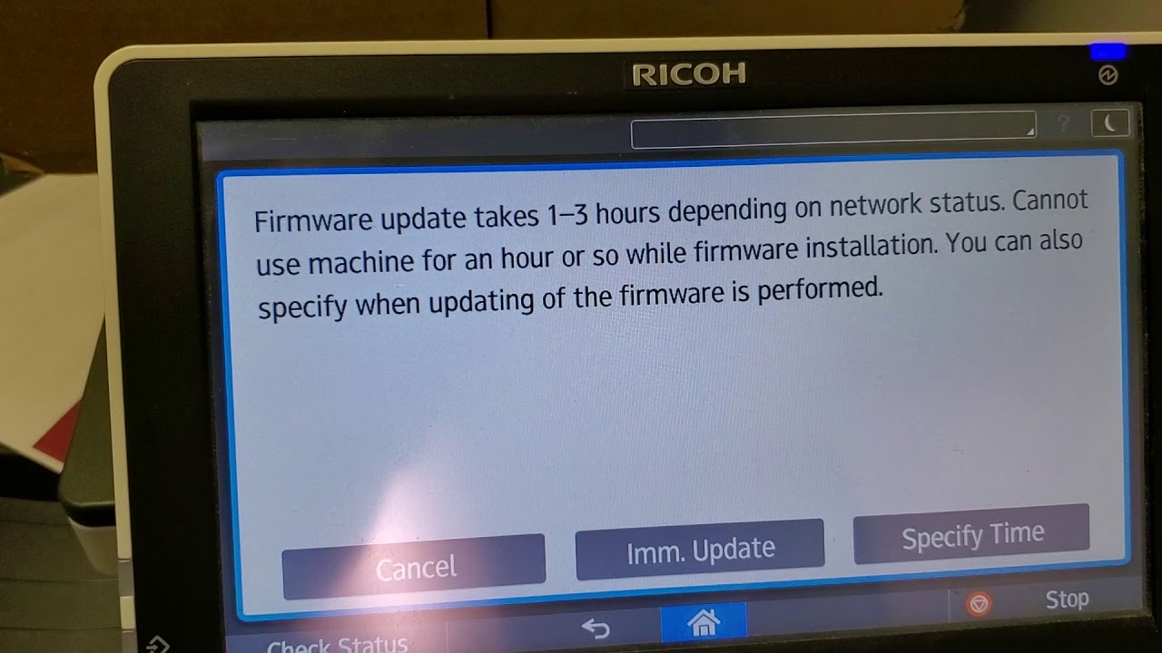 Ricoh firmware update using Application Site.