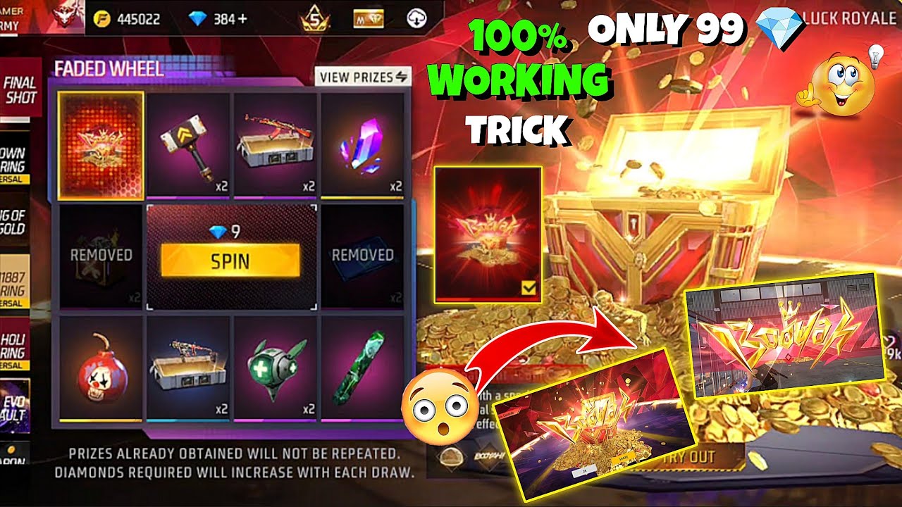 New Final Shot Faded Wheel Event Spin Trick 🤯🥳| Only 99 💎 Trick | free fire new event | ff new event