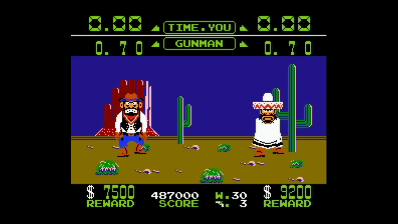 Wild Gunman. NES. Game B, Score 999999