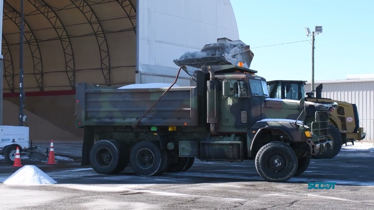 SCDOT Richland Salt Shed National Guard Trucks Broll
