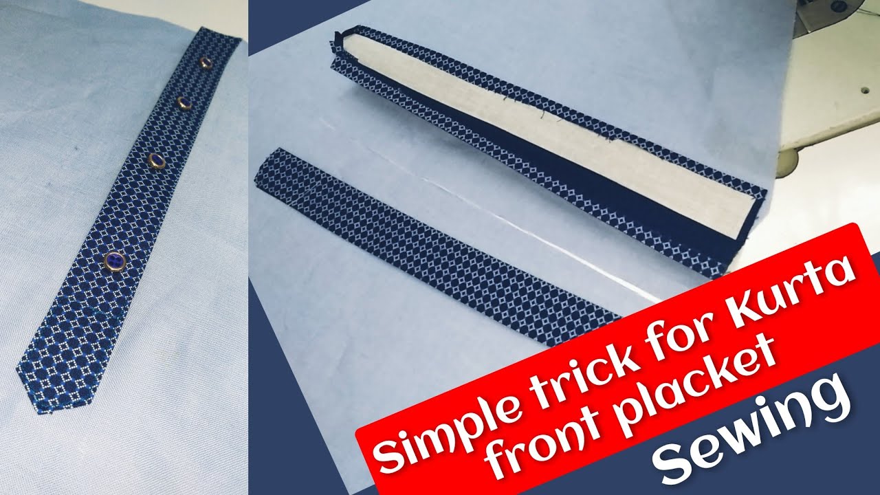 Gents Kurta Front Placket simple tricks | kurta placket cutting and stitching