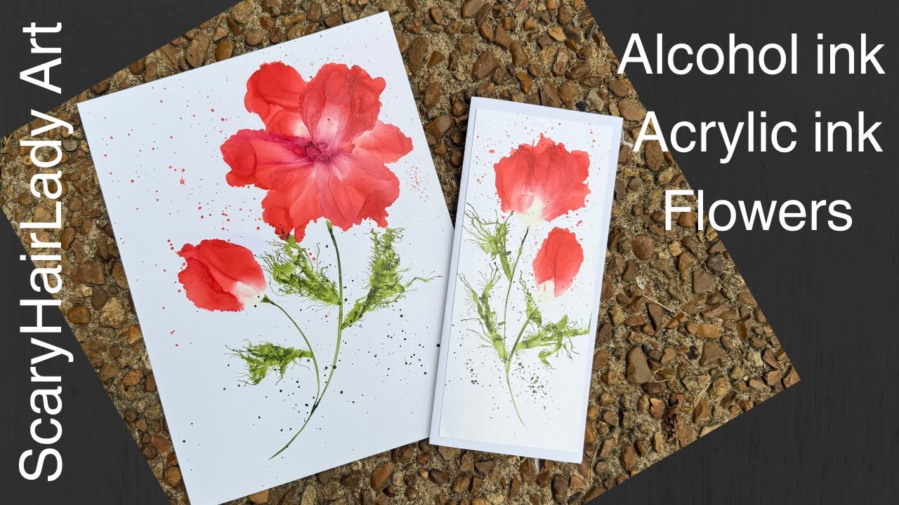 270 Alcohol Ink Flowers - Acrylic ink Leaves
