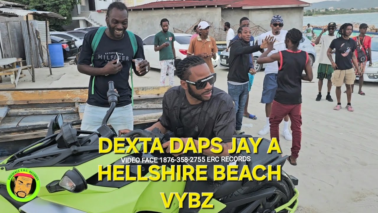 DEXTA DAPS JAY A SEGGY PULL UP OVA HELLSHIRE BEACH TAKING PICTURES WID FANZ NICE VYBZ MUST WATCH 
