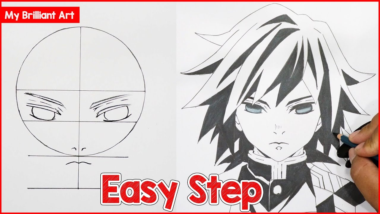 How To Draw Giyuu Tomioka Demon Slayer [Anime Drawing Tutorial for Beginners]
