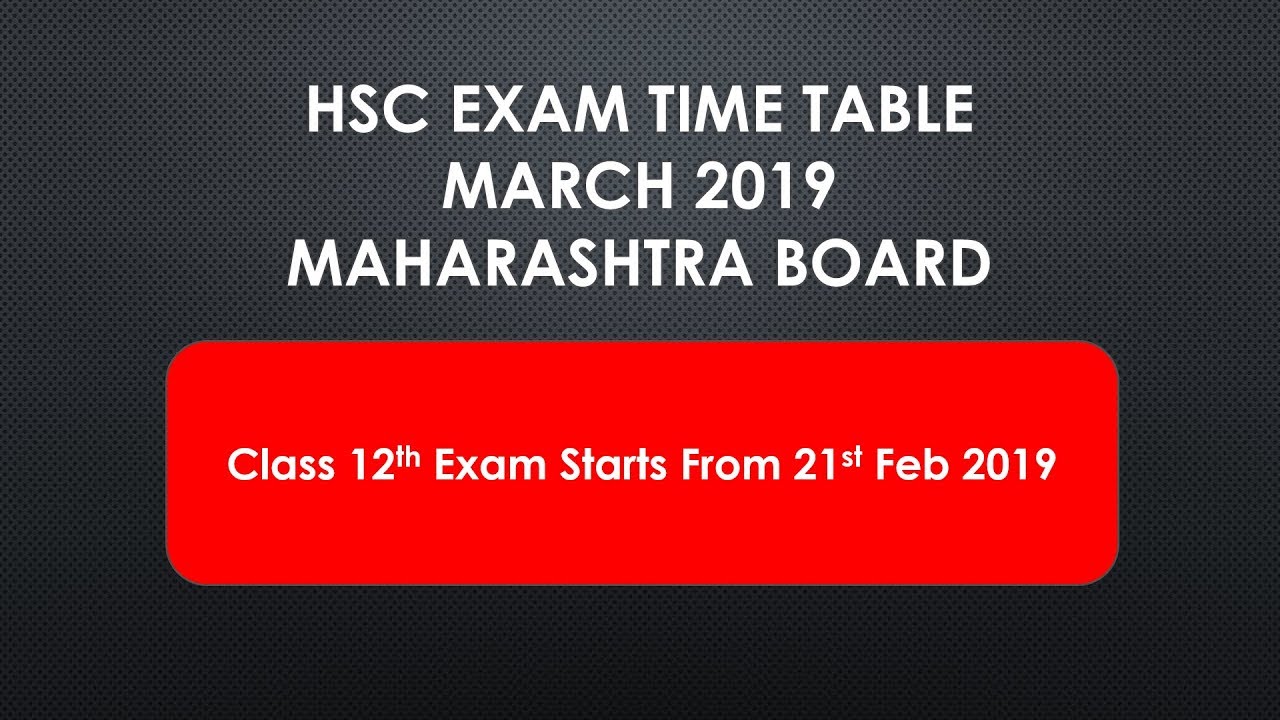 Class 12th Exam Time table 2019 Maharashtra Board