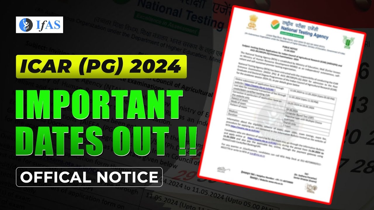 ICAR AIEEA PG 2024 Important Dates | ICAR 2024 Application Form | ICAR 2024 Exam Date!