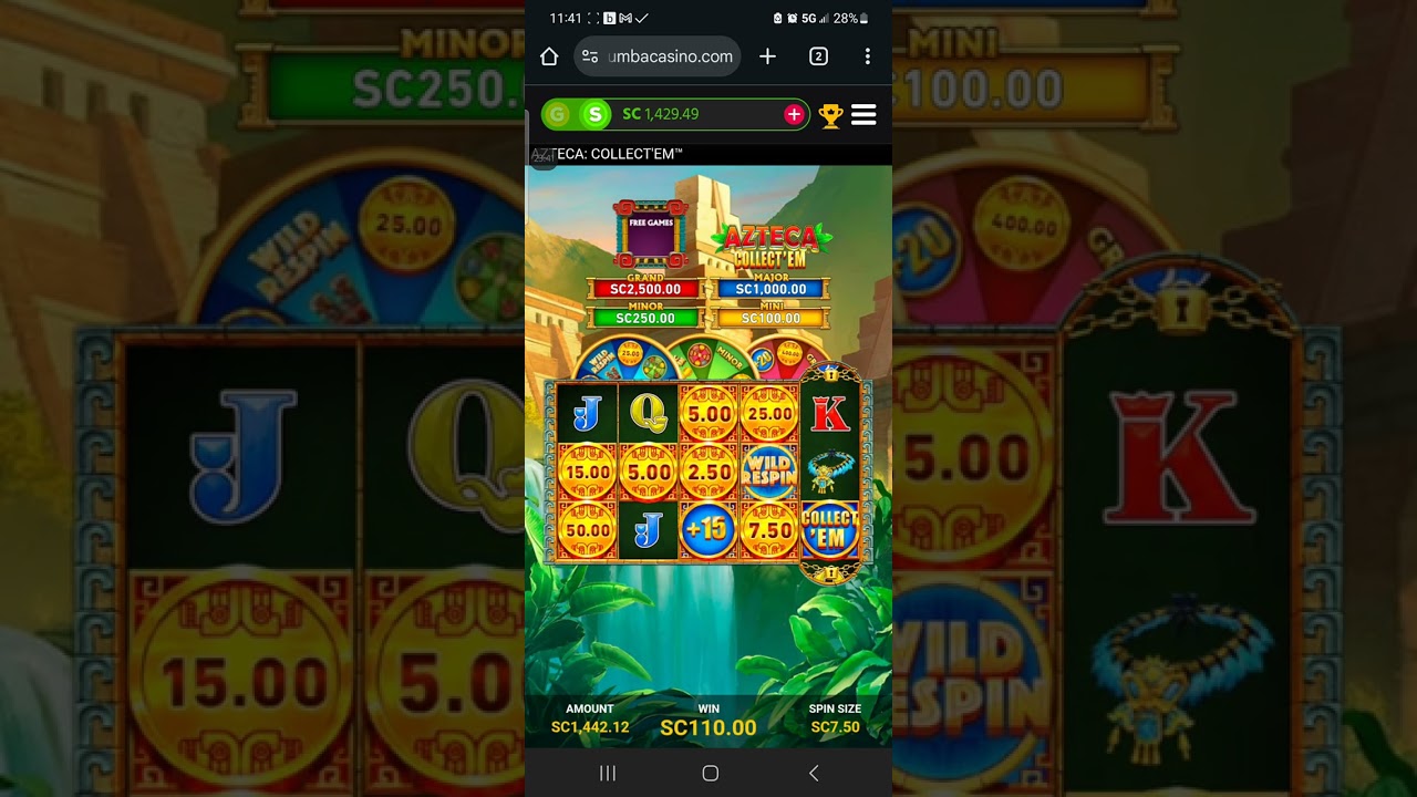 Azteca  Collect' Em! Chumba Casino, a big win indeed! First time playing this game!